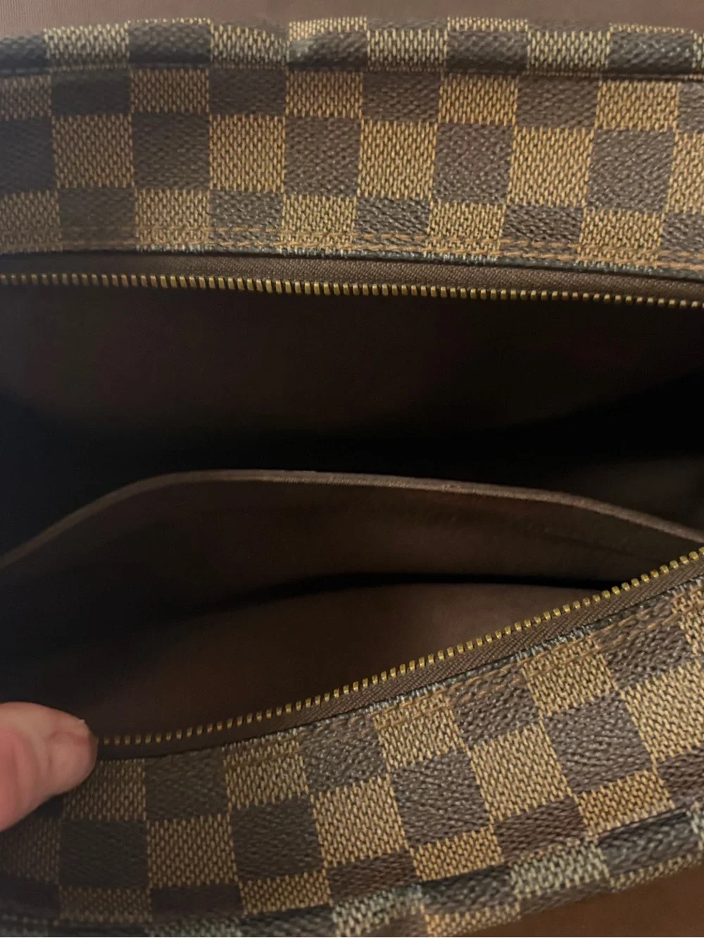 Louis Vuitton Damier Ebene Checkered Messenger Bag in Brown